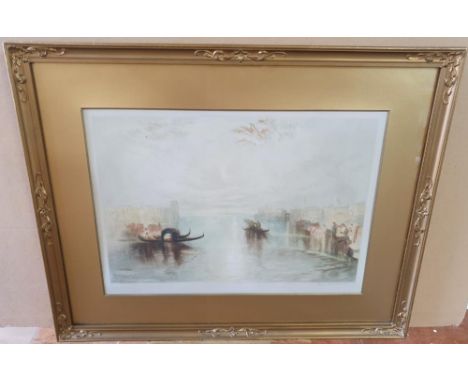 Artists proof, Mezzotint after Turner, "Venice scene" by Will Turner, signed in pencil, in original gilt frame,28 x 39 cm 