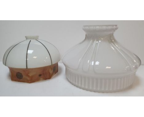 Two superb quality Edwardian milk glass lamp shades (2)