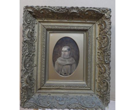 19thC Italian school, oil portrait of a Dominican monk" in original frame, The oil measures 24 x 19 cm