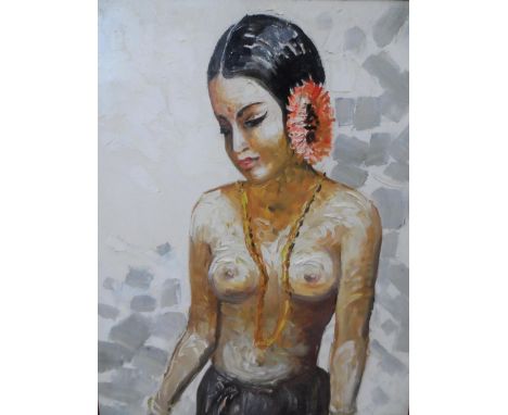Unsigned 1970s/80s oil on canvas "A Balinese beauty",The portrait measures 77 x 61 cm 