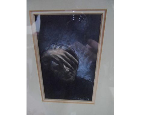 Harold Riley (born 1934) 1971 mixed media over a print base portrait of an old lady, signed &amp; dated, framed, The portrait