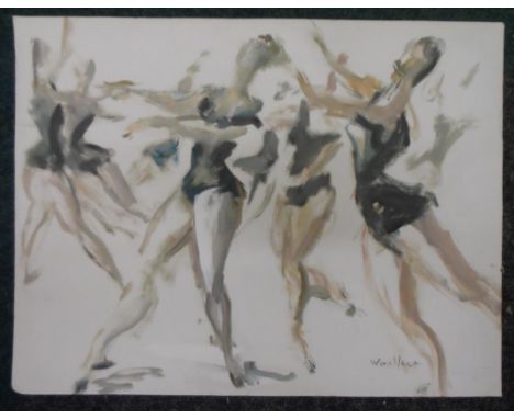 Marius Woulfart (1905-1991) oil on paper sketch "Ballet practice", unframed,50 x 65 cm 