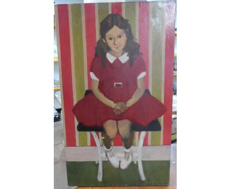 Anthony Victor Rosewarne (1917-2004) oil on canvas, portrait of Doreen, exhibited at NEAC, signed, exhibition labels verso, u