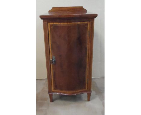 Small antique bow fronted, veneered hardwood cabinet, 41 x 41 cm, 71 cm tall