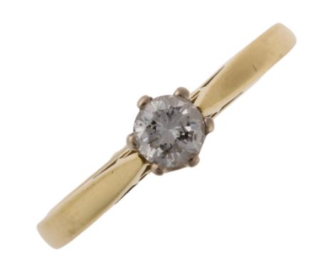 An 18ct gold 0.25ct solitaire diamond ring, prong set with modern round brilliant-cut diamond, colour approx G/H, clarity app