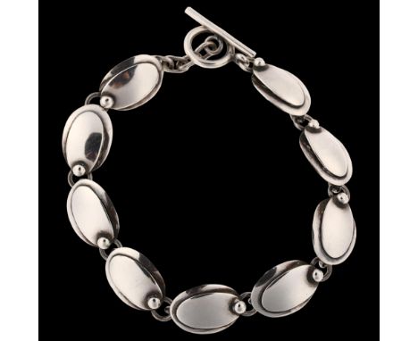 CARL OVE FRYDENSBERG - a Danish modernist sterling silver panel bracelet, length 20cm, 14.2gNo damage or repairs, only light 