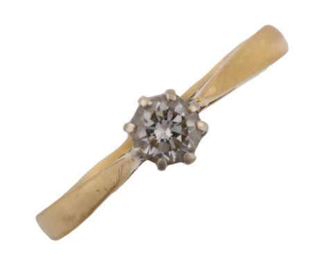 An 18ct gold 0.3ct solitaire diamond ring, claw set with modern round brilliant-cut diamond, colour approx H/I, clarity appro