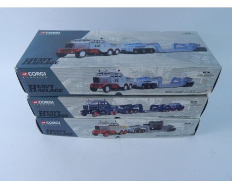 Corgi Classics diecast vehicles, heavy haulage comprising 17602 Centre Brothers Ltd, Scammel Constructor 24 wheel low loader 