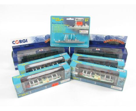 *Tri-ang die cast ships, (4), two Corgi Limited Edition Rail Legends die cast locomotives, (6).