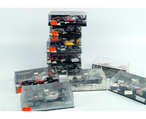 *Minichamps F1 Cars, including Vodafone McLaren Mercedes MP4-25 driven by Jensen Button 2010, Mercedes GP F1 Team, MGP No1 dr