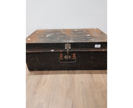A METAL TIN TRUNK