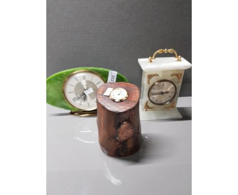 A SMITHS CLOCK AND A XAVIER MARBLE EFFECT CLOCK AND A CLOCK WITH A BRANCH DESIGN