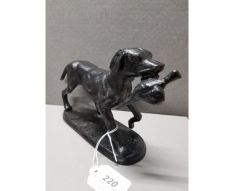 CAST METAL HUNTING DOG AND PHEASANT