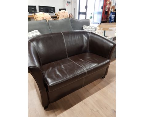 A BROWN LEATHER 2 SEATER SOFA