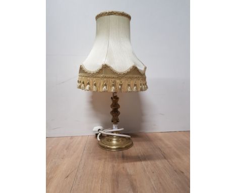 VINTAGE BRASS TABLE LAMP WITH SILK TASSLED SHADE