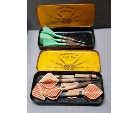 2 VINTAGE DARTS PRESENTATION BOXES PLUS DARTS