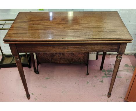 CARD TABLE, 42cm D x 75cm H x 91cm W, George III mahogany, with green baize playing surface. 