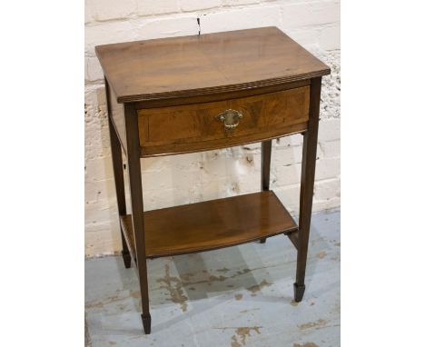 BOWFRONT LAMP TABLE, 68cm H x 49cm x 36cm, early 20th century Georgian revival mahogany with frieze drawer. 