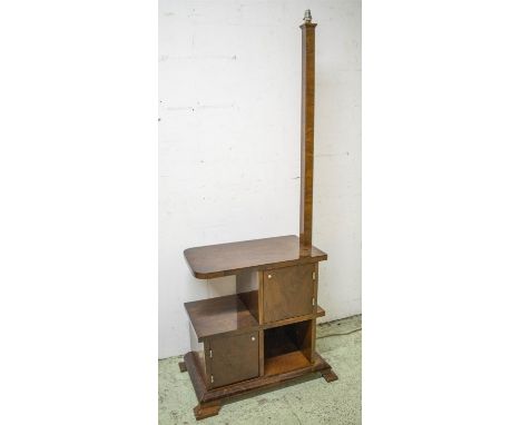 STANDING LAMP/CABINET, 72cm W x 42cm D, Art Deco walnut, with two doors. 