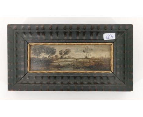 VAN DE KERHOVE, JAN (Tielt 1822-1881 Scharbeek), Gemälde: "Weite Landschaft mit sitzender Staffagefigur", Öl auf Holz, oben r