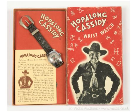 The United States Time Corporation vintage Hopalong Cassidy manual wind up wrist watch, includes paper leaflet, Good, within 