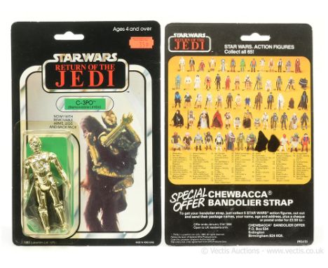 Palitoy Star Wars vintage Return of the Jedi C-3PO Removable Limbs 3 3/4" figure, Mint, within Excellent (yellowed) bubble, u
