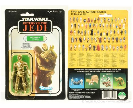 Kenner Star Wars vintage Return of the Jedi C-3PO Removable limbs 3 3/4" figure, Mint, within Good (dented and yellowed) bubb
