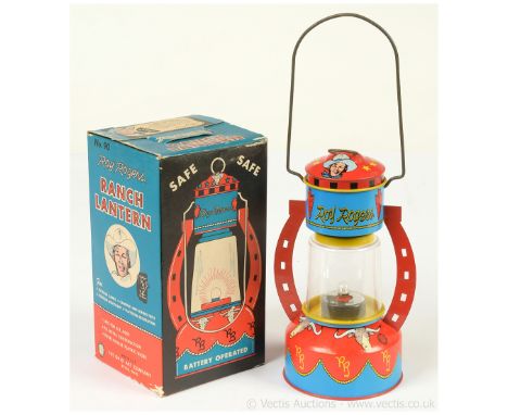 Vintage The Ohio Art Company Roy Rogers Ranch Lantern, tin plate, battery operated, Good Plus, Untested, within Good opened p