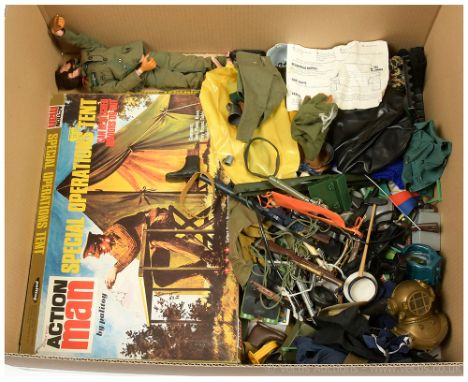 Palitoy vintage Action Man Special Operations Tent, Incomplete, within Fair opened box, dressed figure, loose outfits, weapon