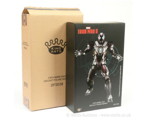 King Arts Marvel Iron Man 3 mark XXIV 1/9th scale diecast figure, DFS038, Near Mint to Mint, within Near Mint opened packagin