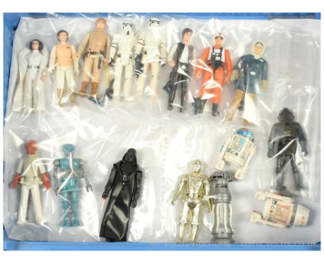 Kenner Star Wars vintage 3 3/4" figures x sixteen including Princess Leia, Princess Leia Hoth, Luke Skywalker Bespin, Stormtr