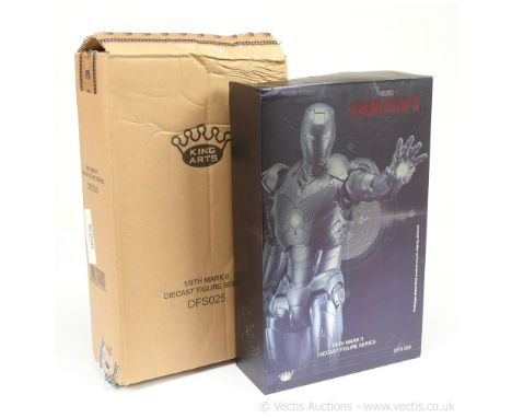 King Arts Marvel Iron Man 3 mark II 1/9th scale diecast figure, DFS025, Near Mint to Mint, within Good (dented, creased) open