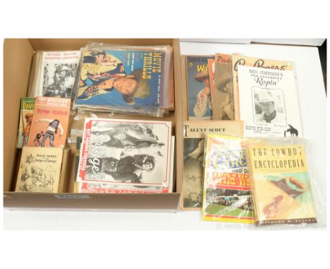 Quantity of vintage and modern issue Western/Cowboy related magazines and books includes Ben Johnson signed programme book (n