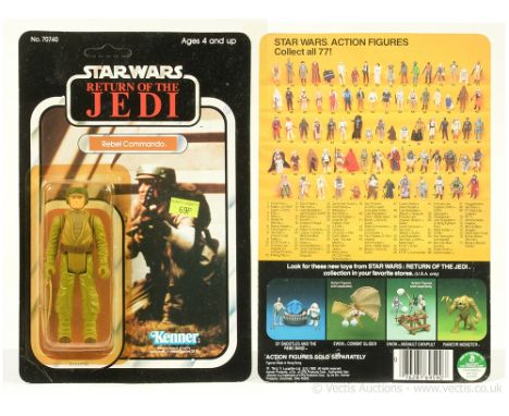 Kenner Star Wars vintage Return of the Jedi Rebel Commando 3 3/4" figure, Mint, within Excellent (yellowed) bubble, upon Near