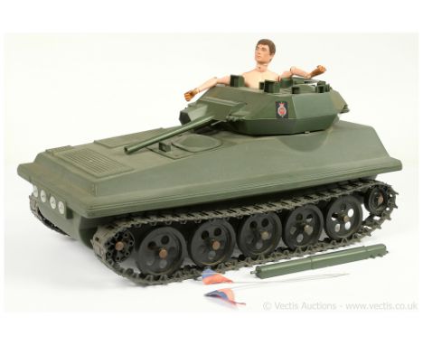 Palitoy vintage Action Man Scorpion Tank, Fair (side piece detached but present), with loose undressed Palitoy vintage Action
