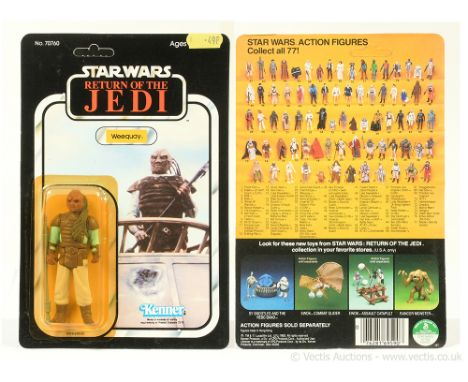 Kenner Star Wars vintage Return of the Jedi Weequay 3 3/4" figure, Mint, within Excellent (yellowed) bubble, upon Good Plus (