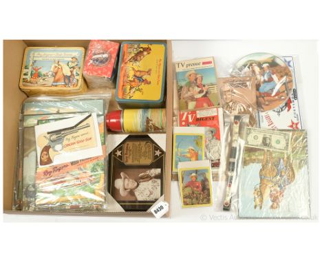 Quantity of Roy Rogers collectables includes singed picture "Trails of Happiness Roy Rogers Trigger" (no COA), vintage The Am