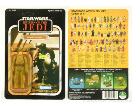 Kenner Star Wars vintage Return of the Jedi Rebel Commando 3 3/4" figure, Mint, within Excellent (yellowed) bubble, upon Near