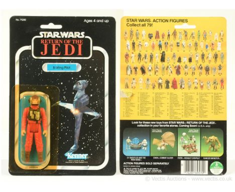 Kenner Star Wars vintage Return of the Jedi B-Wing Pilot 3 3/4" figure, Mint, within Excellent (yellowed) bubble, upon Good (