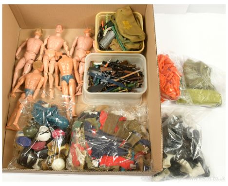 Palitoy vintage Action Man loose undressed figures x five, 2 with heads becoming detached but present, large quantity of outf