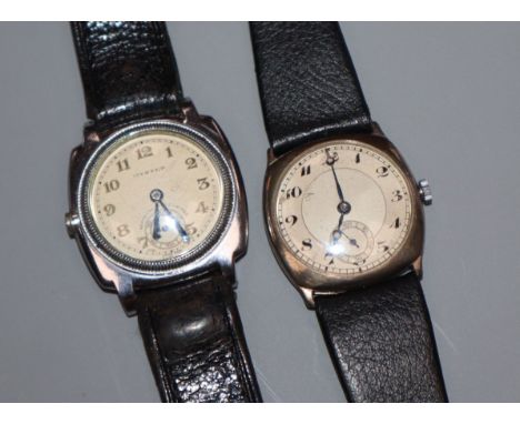 A gentlemans 1930's? Oyster manual wind wrist watch and a late 1920's silver wrist watch.