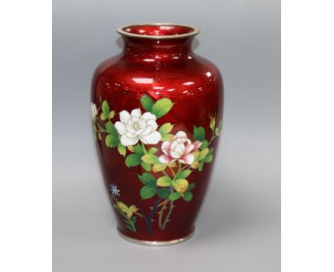 A Japanese silver wire cloisonne ginbari enamel vase, by Sato, early 20th century height 18cm