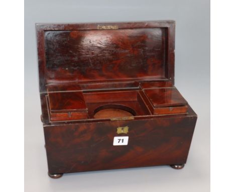 A George III mahogany tea caddy length 33cm