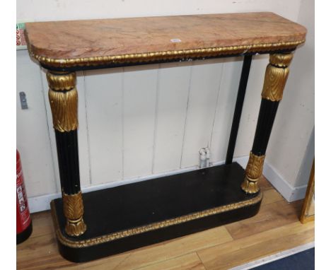 A marble top parcel gilt console table W.104cm