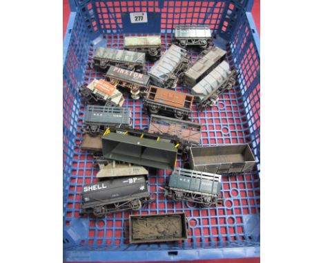 Approximately Fifteen 'OO' Scale Four Wheel Wagons, by various makers, often weathered, playworn.