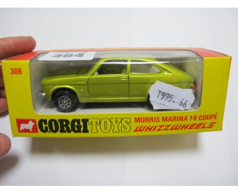 Corgi No 306 Whizzwheels Morris Marina 1.8 Coupe in Lime Green, excellent, boxed.