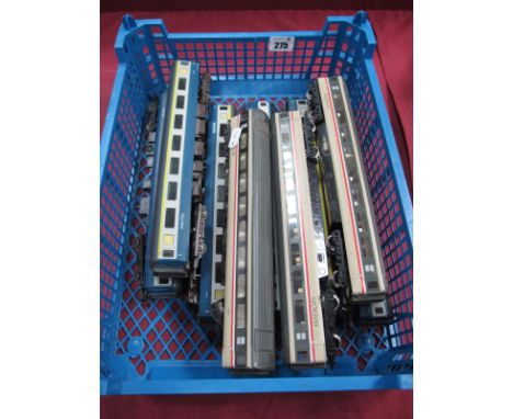 Nine 'OO' Gauge BR Coaches MKIII and Similar, both grey and blue, grey finish by Lima an others, all playworn.