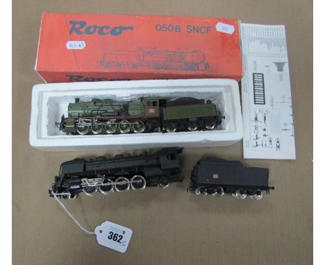 Two 'HO' Gauge Steam Locomotives plus Tenders, Jouef (French) 2-8-2 S.N.C.F R/No 30-R-1264, tender motor unboxed, Roco Ref 04