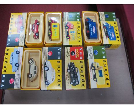 Seven Vanguards 1:43 Scale Diecast Model Vehicles, comprising Triumph Herald, VW Beetle, Bedford "S" type, van, etc (all Boxe