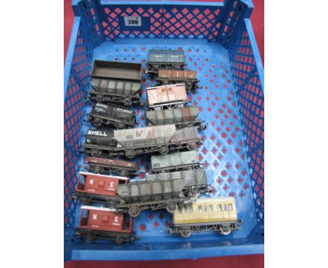 Approximately Fifteen 'OO' Scale Four Wheel Wagons, by various makers, often weathered, playworn.